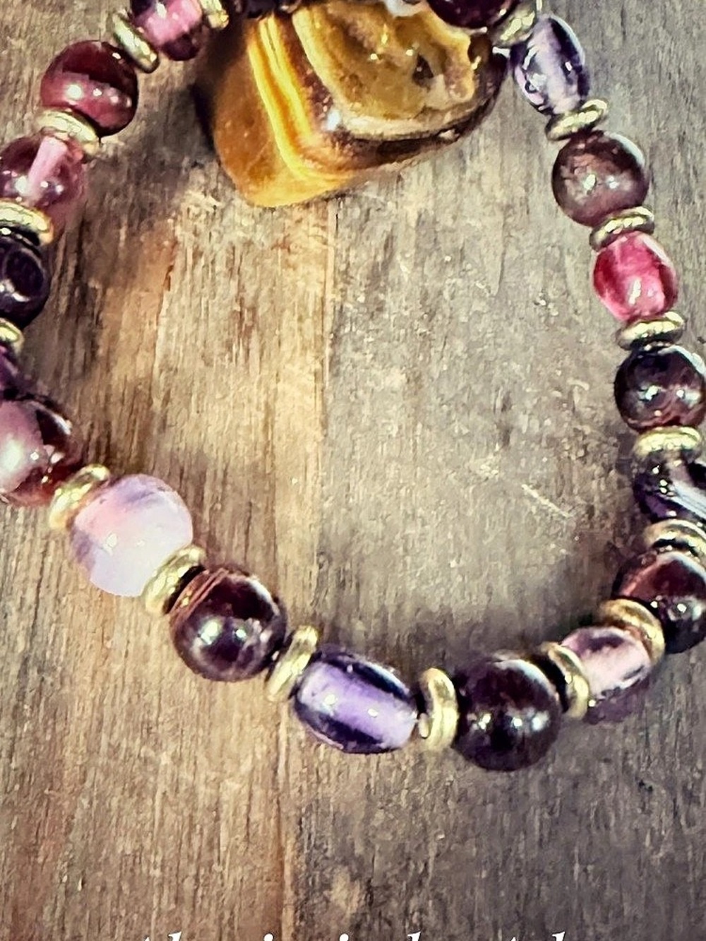 Tiger’s eye Beaded Bracelet in Purple & Pink